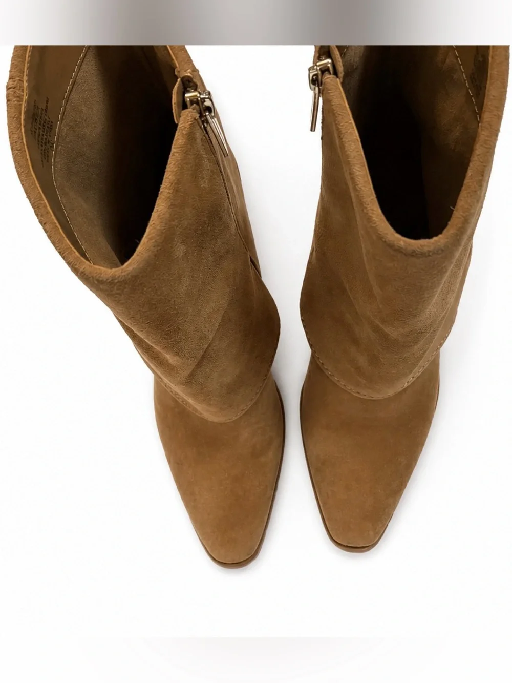 Vince Camuto Alolison Camel Suede Heeled Ankle Boots Women’s US 7 NWOT - Picture 2 of 8